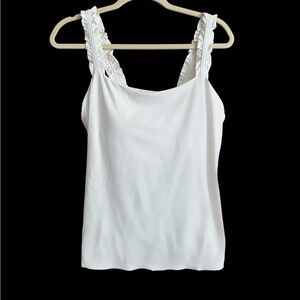 Lilly Pulitzer Luxletic White Tank with ruffled Sleeves Size L